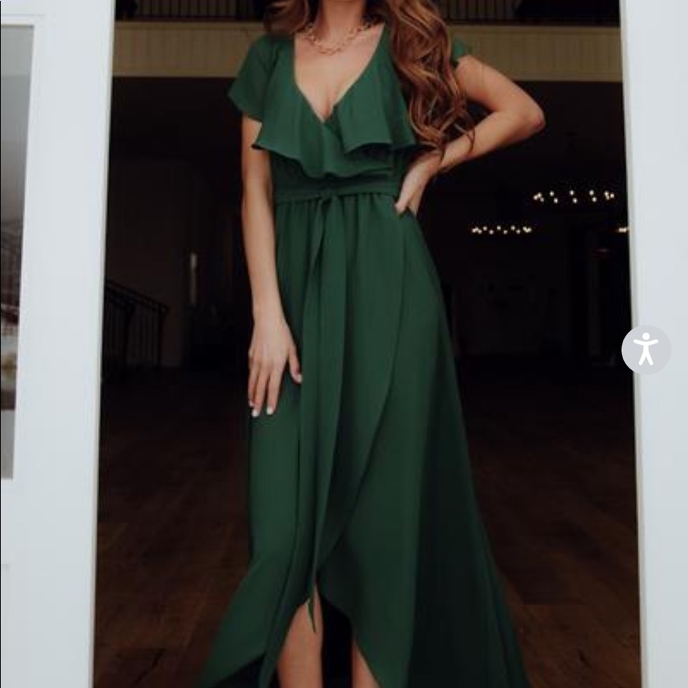 NWT: BALTIC BORN KATYA EVERGREEN RUFFLE MAXI DRESS